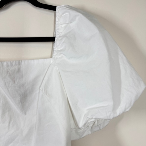 Aritzia Little Moon White Puff Sleeve Square Neckline Cotton  Top Size Medium - Picture 5 of 15